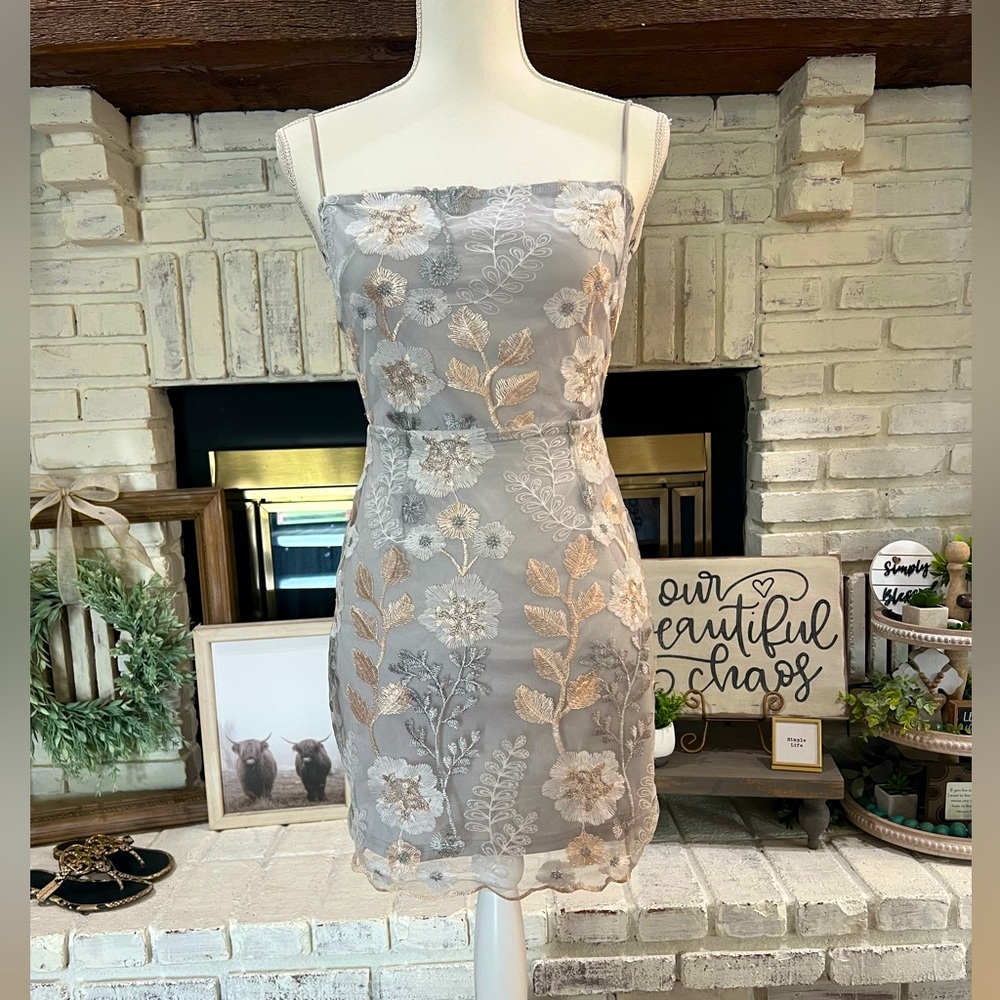 Lucy in the Sky Floral Embroidered Mini Dress